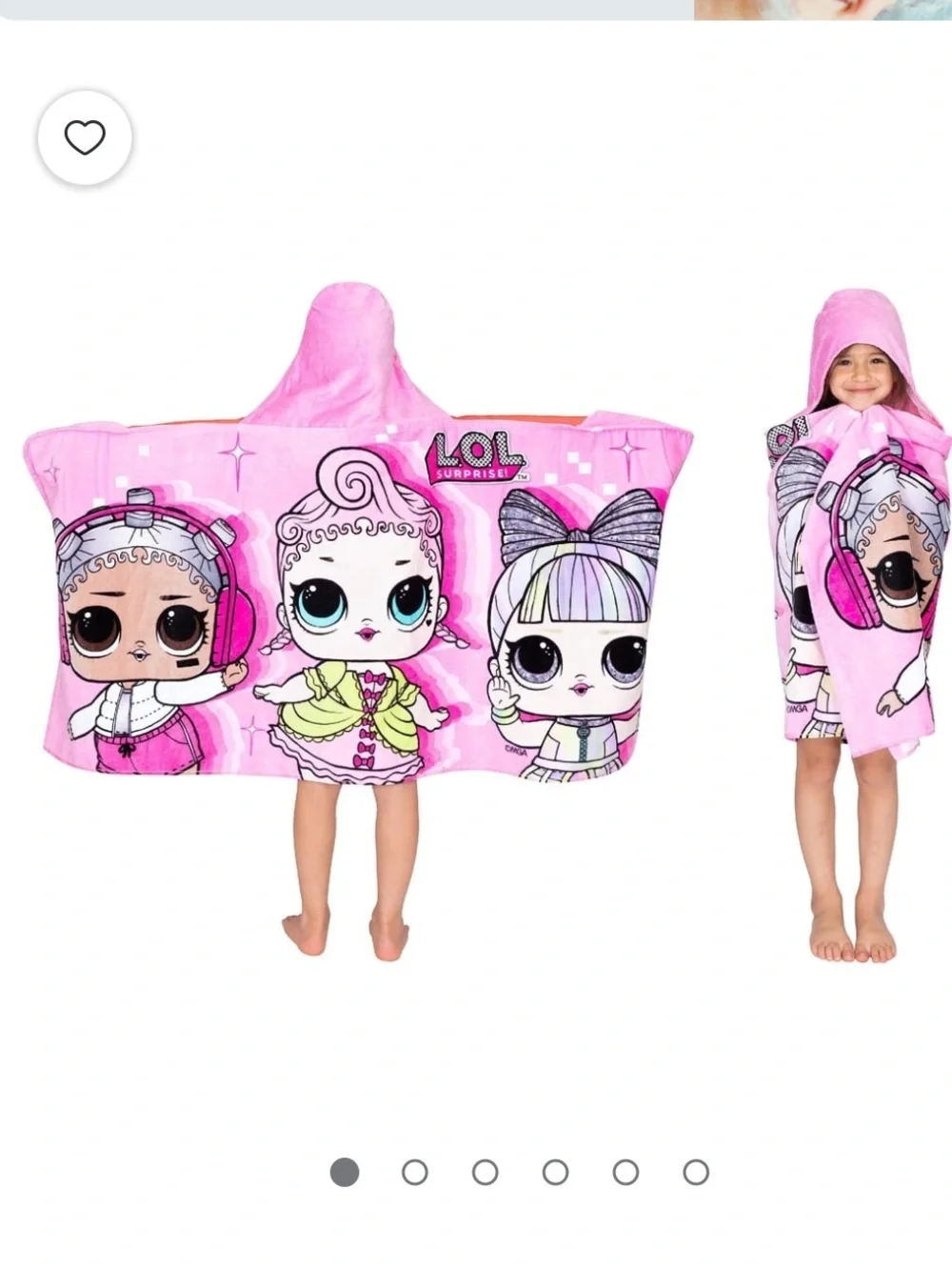 LOL Surprise Kids Bath & Beach Soft Cotton Terry Hooded towel wrap
